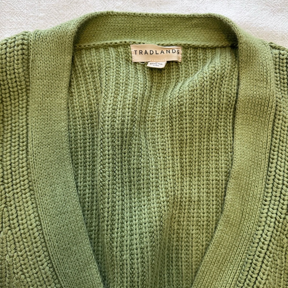 Tradlands Olive Green V-Neck Button Cardigan - Picture 2 of 2